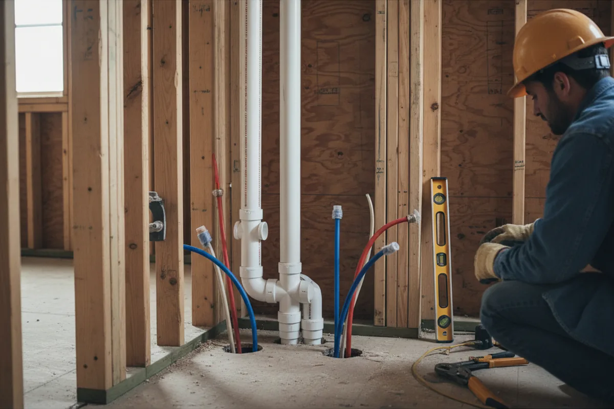 Drain and supply rough-in during Leak Detection in Mound City