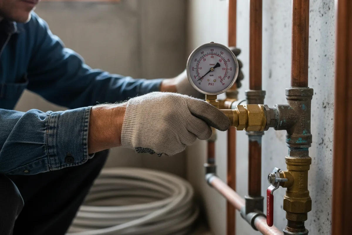 Pressure testing a repaired line during Water Line Repair in Mound City